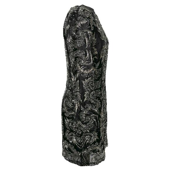 Monique Lhuillier Fall 2014 Black Beaded Sequin Mini Dress – Size 4 - Picture 5 of 11